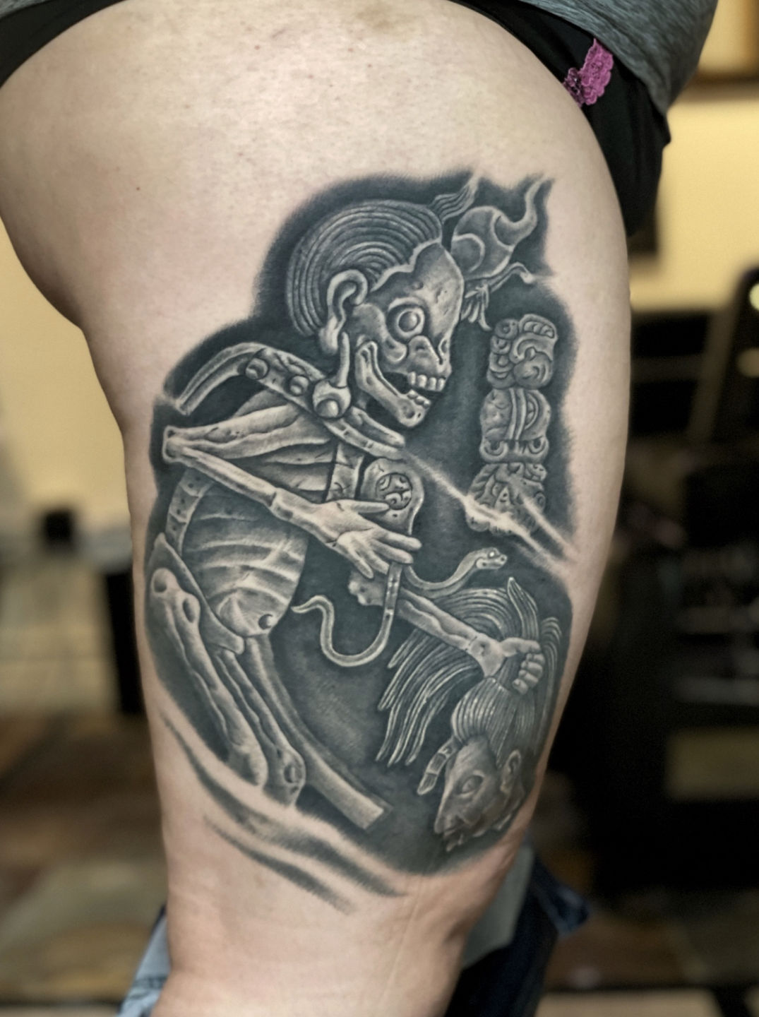 Aztec God of Death Tattoo by Adam Sky Resolution Tattoo San Francisco  California  rtattoos