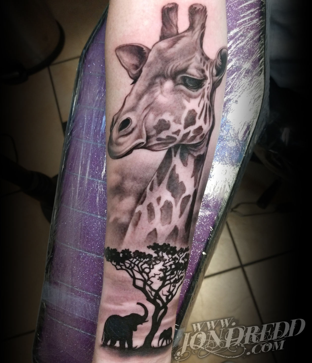 Giraffes Tattoo done by Samual Campion at Black Rose Studio in  LoughboroughUK  rtattoos