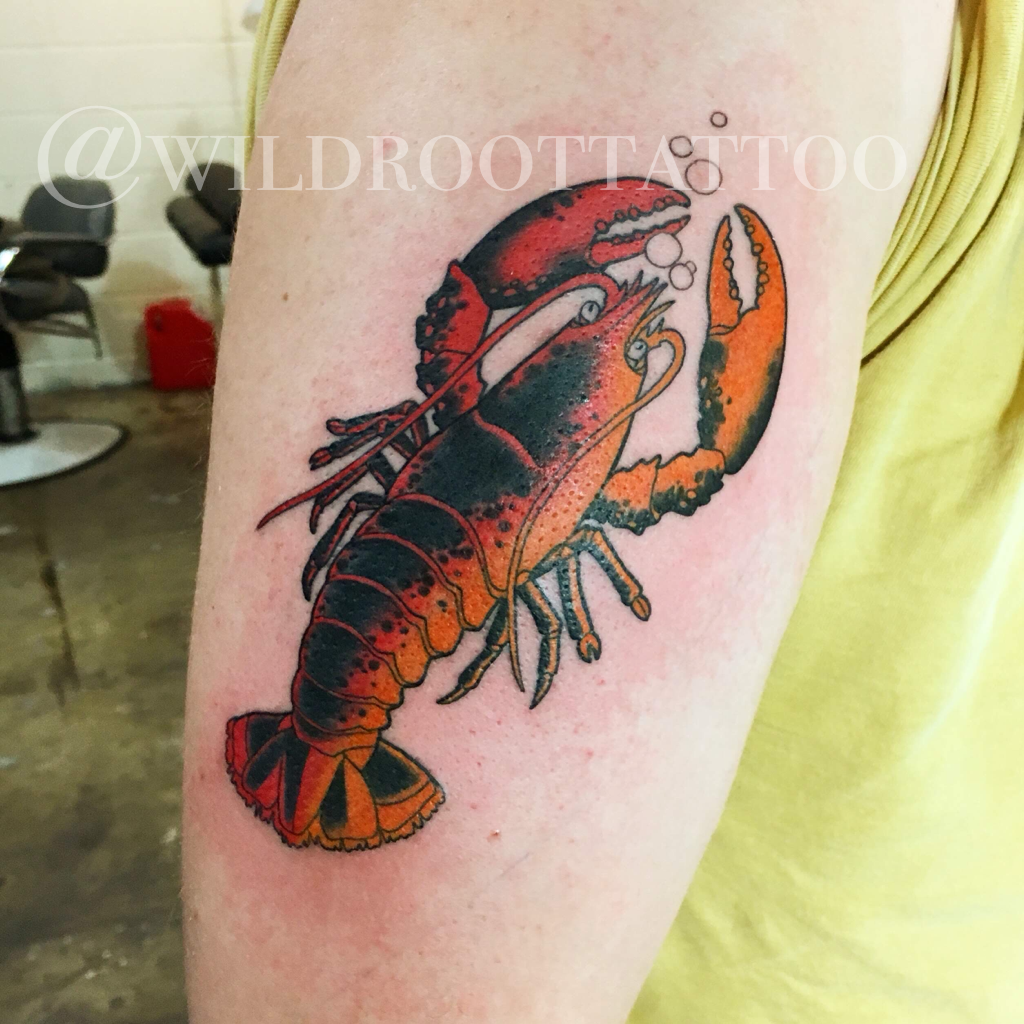 Colourful Lobster by Michael at Studio 33 Rimouski Canada Sad hes  leaving town but my loss will definitely be a whole lot of other peoples  gain  rtattoos