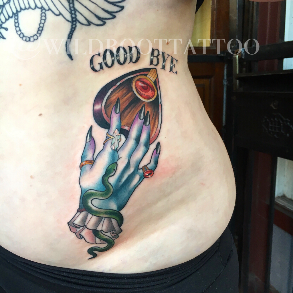 wildroottattoo:hand-and-planchette-planchette-planchette-tattoo-hand-hand- tattoo-ouija-ouija-tattoo-ouija-board-spooky-creepy-witchy