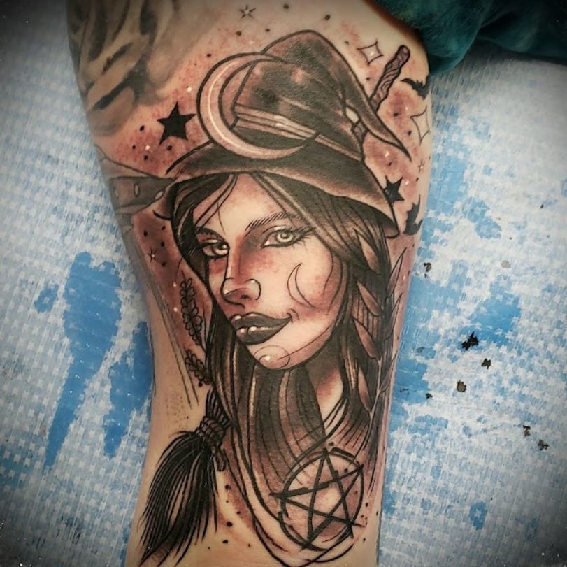 Buy Witch Tattoo 6 Sheets Temporary Tattoos Good Witch in a Hat Temporary  tattoo Neck Arm Chest for Women Men Adults 37 X 37 Inch Online at Lowest  Price in Ubuy India B0962JV9NM