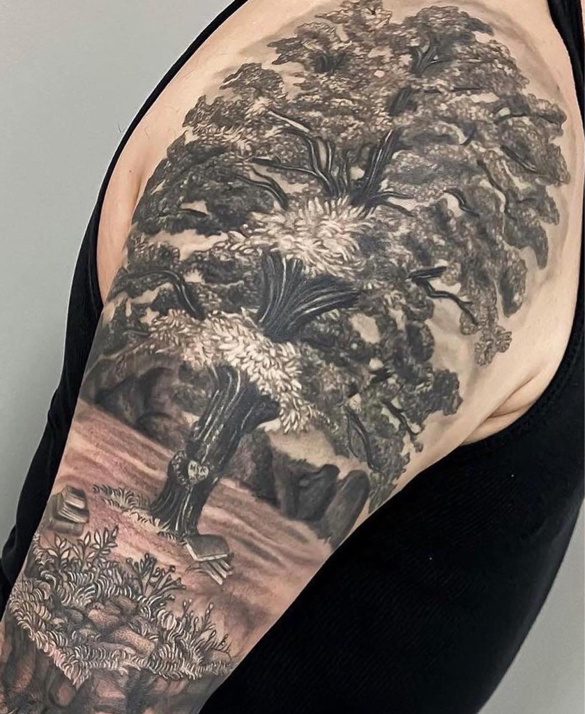 black tree tattoo sleeve