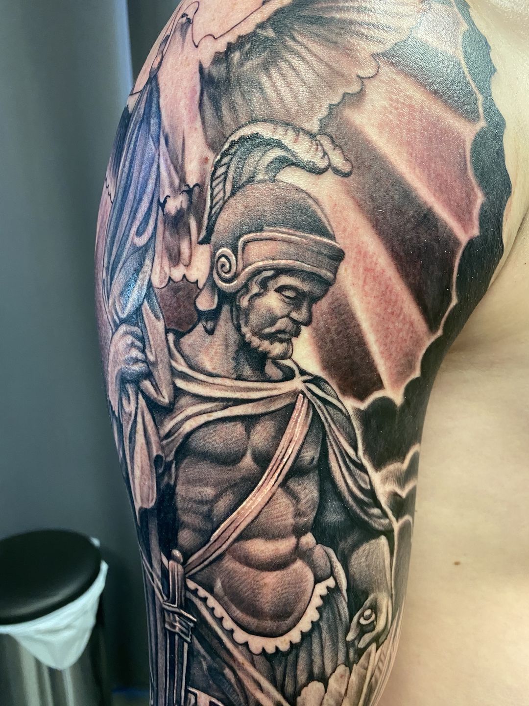 I dont do a lot of color  but you cannot deny a firefighter St Florian  in the Maltese cross with the American flag in it stflorian  Instagram