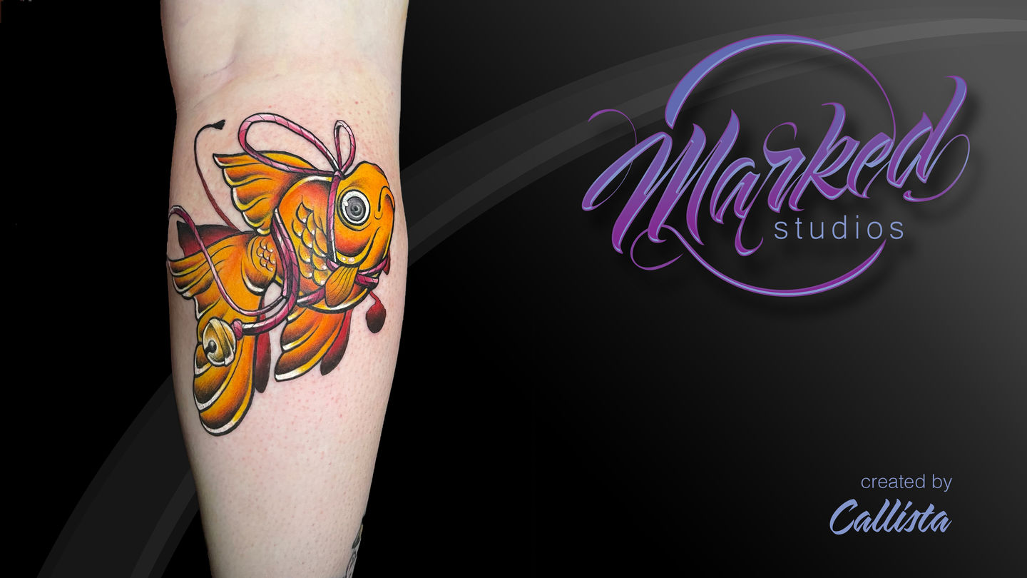 Oottati Small Cute Temporary Tattoo Goldfish Pisces Fish (Set of 2) :  Amazon.ae: Beauty