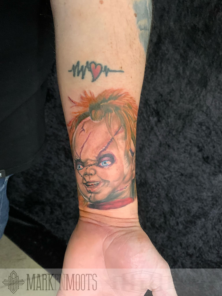 Mike DeVries  Tattoos  Body Part Leg  Bride of Chucky Tattoo