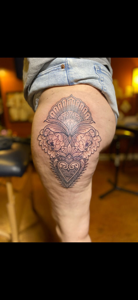 Mandala Thigh Piece by Kyle Carpino at Anchored Art Tattoo in Spokane, WA :  r/tattoos