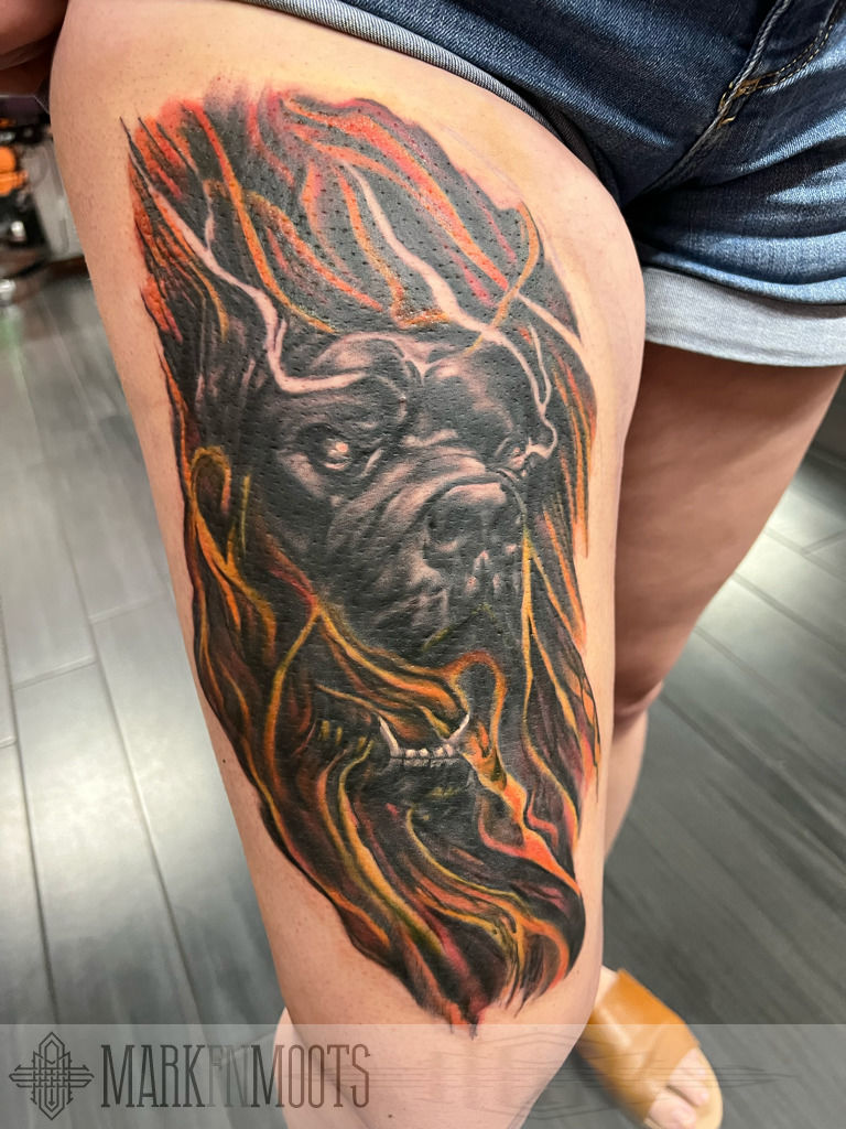 Beginning of kink Cerberus chest piece by Mike Lee done at Hero Tattoo in  Myrtle Beach South Carolina  rtattoo