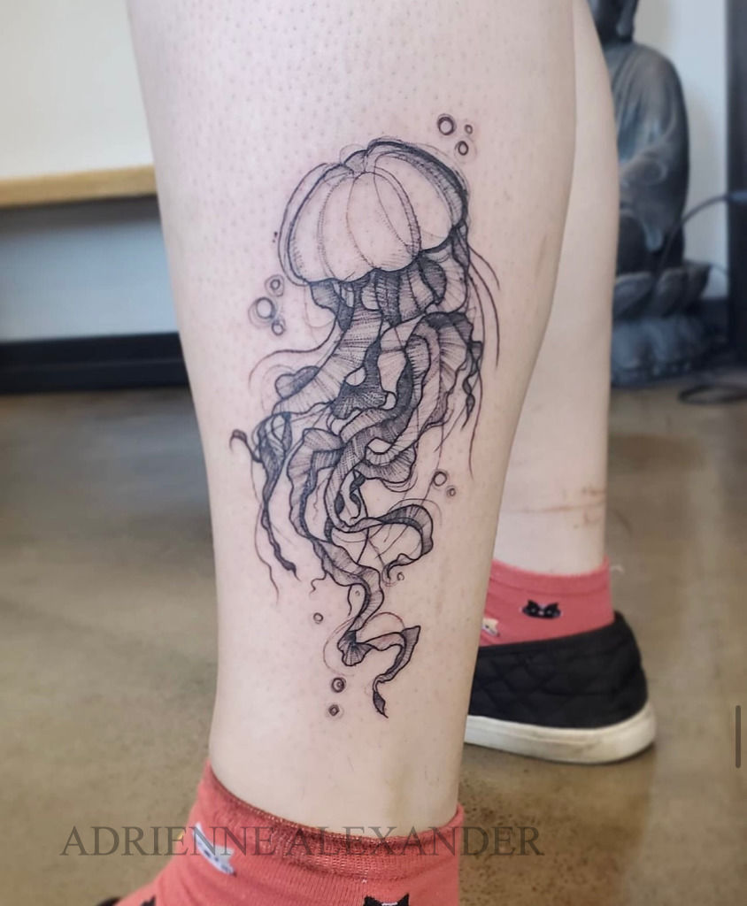 Entangle jellyfish for tattoo design Royalty Free Vector