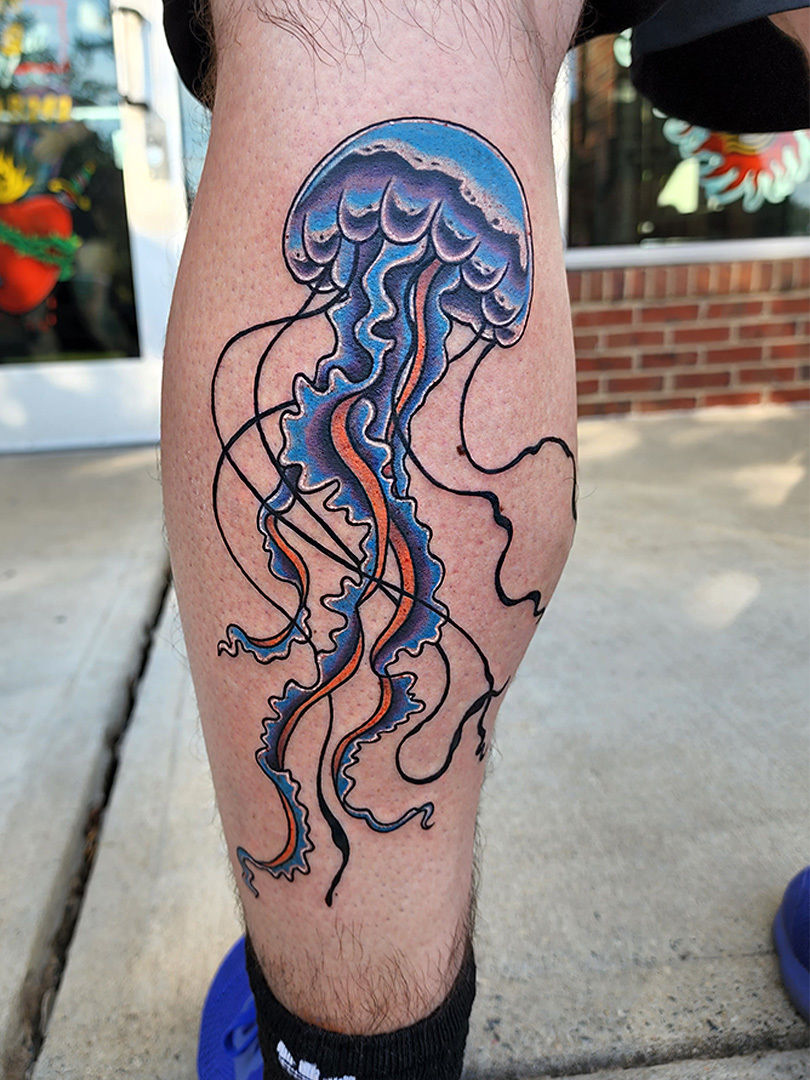 Blackwork Jelly Fish Tattoo by Josefhine Cooksey of Lone Star Tattoo Dallas  Texas  rtraditionaltattoos