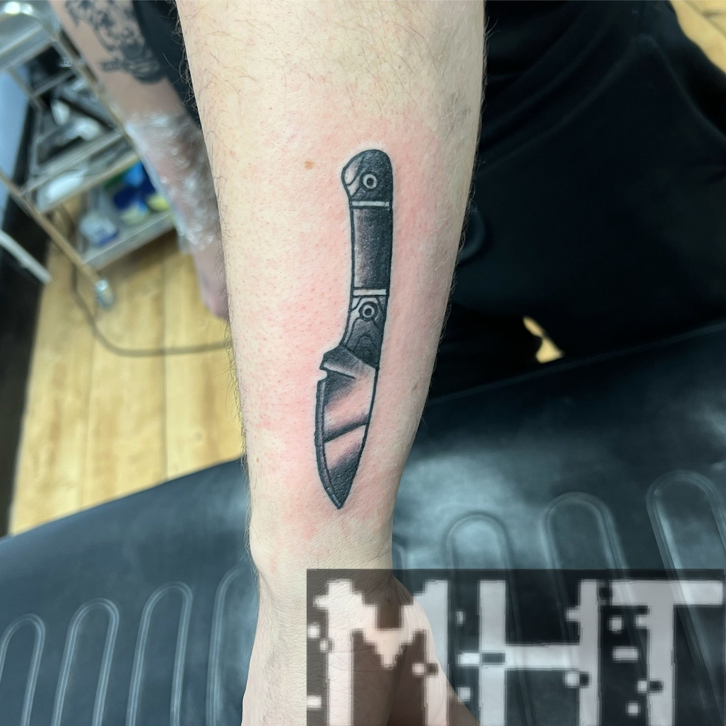 Traditional butterfly knife tattoo on the right calf | Knife tattoo,  Butterfly knife tattoo, Butterfly knife