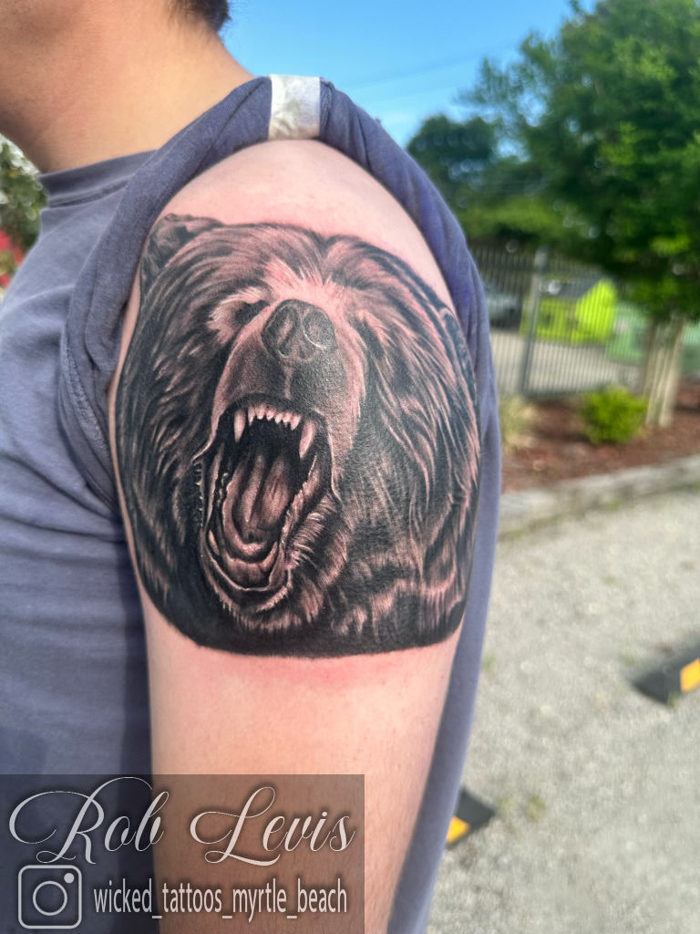 This was my first time tattoing a realistic portrait of a bear, and I ... |  TikTok