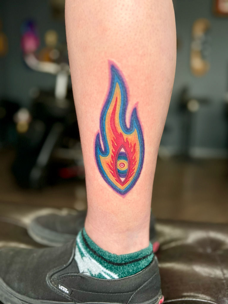 Tattoo uploaded by Sarah Calavera  Strong blackwork lines in this flaming eye  tattoo Photo from Tumblr by unknown artist Tool AlexGrey  progressivemetal albumcover  Tattoodo