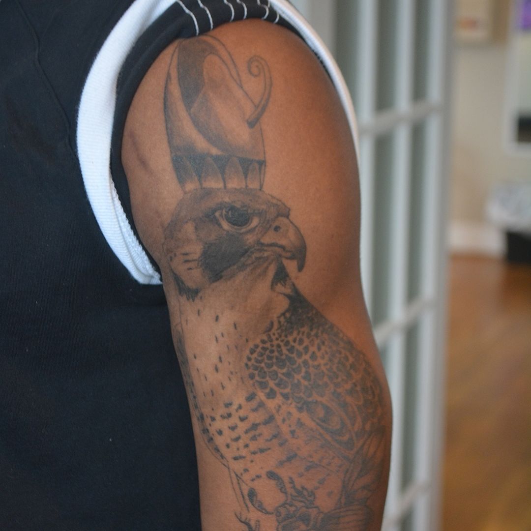 kirsten makes tattoos — Peregrine falcon for Seth, who is always just  the... | Hawk tattoo, Tattoos, Wrap around wrist tattoos
