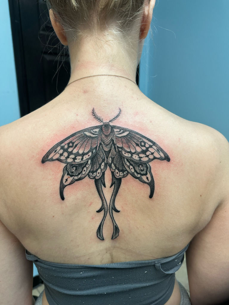 This is your sign to get that neck tattoo you've been wanting 😊 Don't even  think about it, Just do it! Beautiful Death Moth Done... | Instagram
